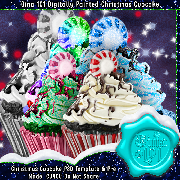 CU4CU Christmas Cupcake PSD Template And Pre Made Cupcakes - Click Image to Close